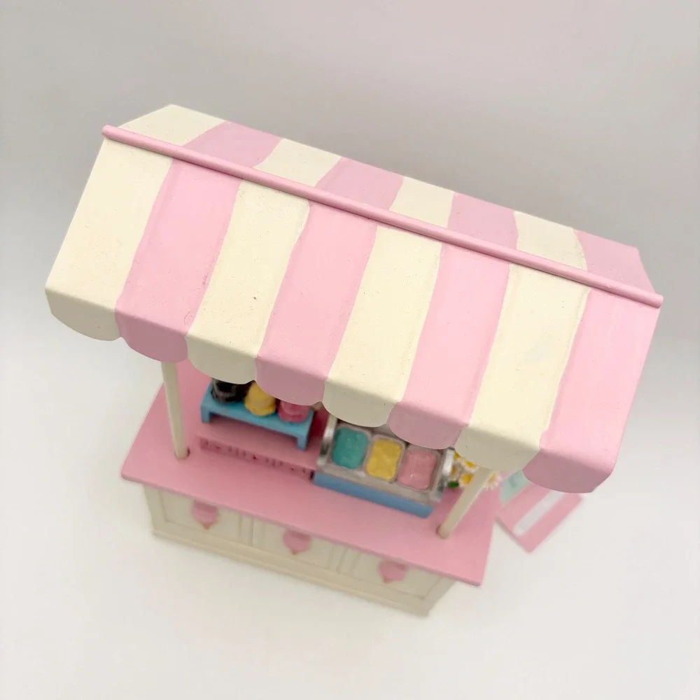 Sweet Treats Mini Ice Cream Cart Pink Display Striped Easter Pastel ‎ Décor